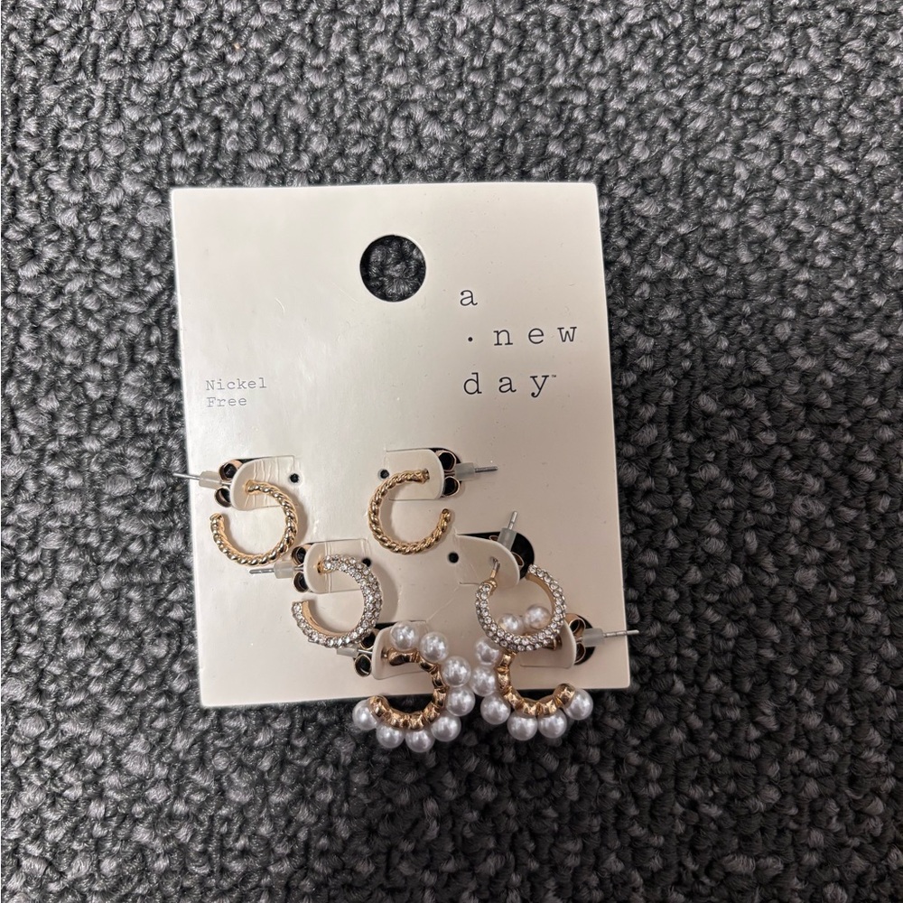 A New Day Gold Hoop Earrings with Pearls